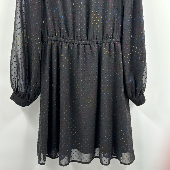 Modcloth Established Aplomb Rainbow Swiss Dot Long Sleeve Dress Size Large - Picture 5 of 12